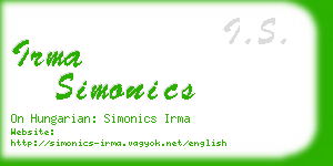 irma simonics business card